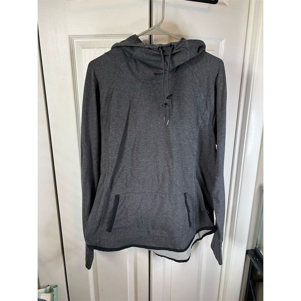 Athleta Women's Gray Hooded Pullover Sweatshirt Size XL Long Sleeve Acti…